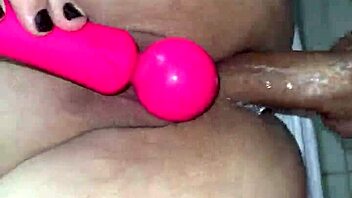 Milf breaks amateur's shaved pussy with anal kissing