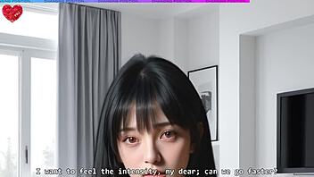 21-летняя спортивная японка с идеальными сиськами трахается в POV в нецензурированном хентай JOI