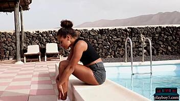 Tiny tits ebony teen 18+ Agatha strips for Playboy, showing everything! 🔥