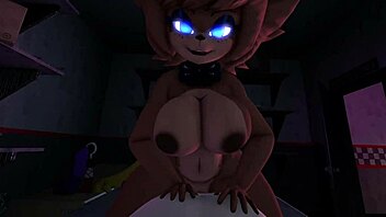 In this furry scene, the cute brunette dances while moaning as she rides the cock passionately.