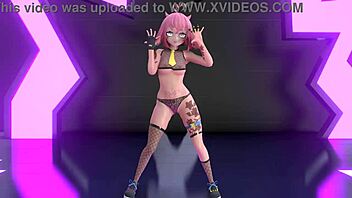 Idol performing strip tease with clothes ripped in MMD Yoasobi