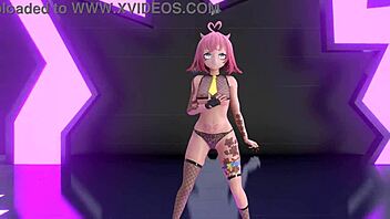 Idol performing strip tease with clothes ripped in MMD Yoasobi