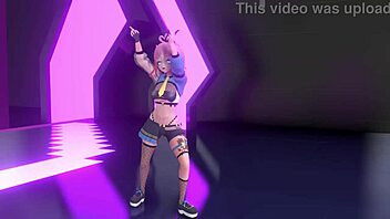 Idol performing strip tease with clothes ripped in MMD Yoasobi