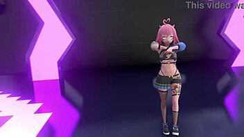 Idol performing strip tease with clothes ripped in MMD Yoasobi