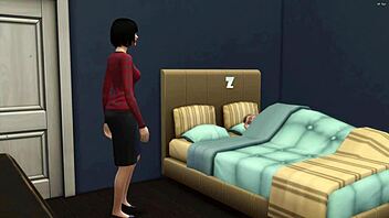 japanese stepmom catches stepson masturbating then fucks him