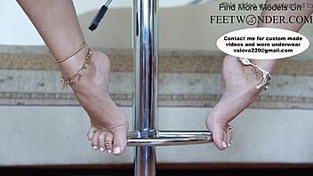Beautiful feet in toe rings and anklets walk seductively