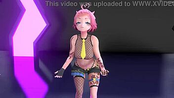 Idol performing strip tease with clothes ripped in MMD Yoasobi