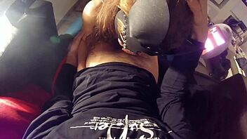 Blowjob surprise cumshot in mouth on webcam