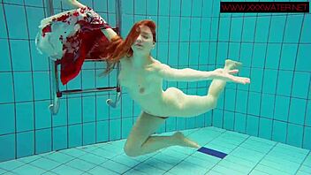 Hairy Ginger Polish Teen 18+ Dives NAKED in Pool for Underwater Fun
