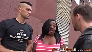 Chubby Black Babe Takes Double Penetration In Wild 3some Action