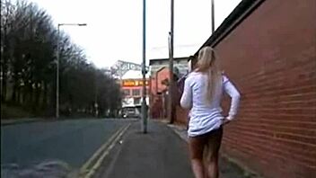 Slutty British amateur flashing her goods around town! 😜