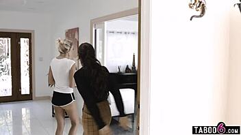 horny husband bangs nanny april olsen while wife kenna james watches 😱