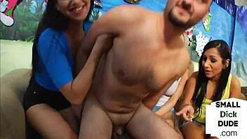 Lucky guy gets brutal blowjob by CFNM femdoms in group! Wow!