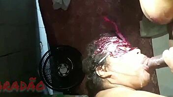 bbw mature woman enjoys greek kiss with cum in mouth