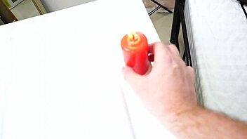 Hot Wax On Tied Brunette Girlfriend