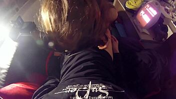 Blowjob surprise cumshot in mouth on webcam