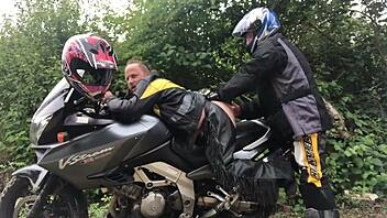 watch this gay biker get fisted hard