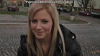 Public alleyway fun with self-pleasure and mutual masturbation