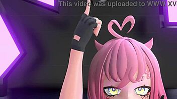 Idol performing strip tease with clothes ripped in MMD Yoasobi