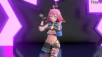 Animated strip tease with an idol from MMD Yoasobi