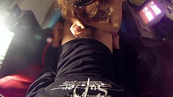 Blowjob surprise cumshot in mouth on webcam