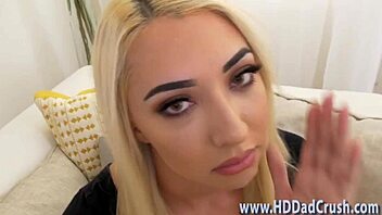 Blonde teen stepdaughter enjoys taboo pov sex with big ass