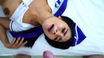 big facial for my asian hostess gf