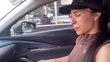 tiny young colombian chick banged by driver, deep blowjob, tight pussy torn, begging for my cum!