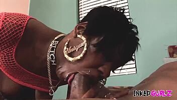 inked gurlz alt ebony Unique Lasage gets pounded hard.