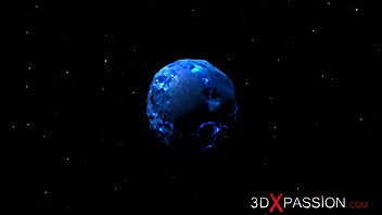 Sci-fi android toys with sexy ebony on exoplanet base
