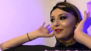 At the party, this cosplaying teen gets a hardcore facial after blowjob and doggystyle.