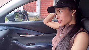 tiny young colombian chick banged by driver, deep blowjob, tight pussy torn, begging for my cum!