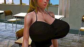 Lucoa's big bouncing boobs in Honey Select game