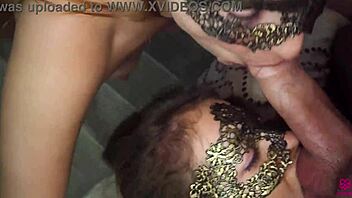 Steamy FFM group sex with oily babes and deepthroat action