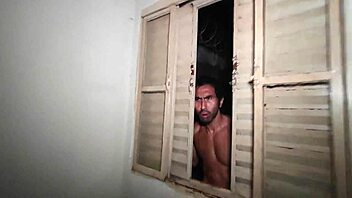 Old guy watches threesome with blonde bimbo slut