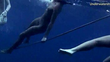 Wow! Underwater Swimming Girls Show Off in Tenerife Pool!