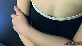 I made my wife cosplay in school swimsuit and strip wet with juices