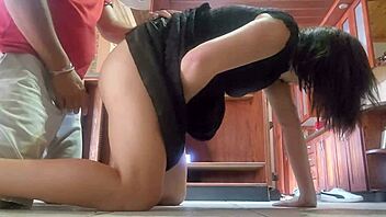 Petite Stepsister Drilled on Living Room Floor, Finished with Quick Jizz Blast