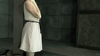 restrained skank with pierced nipples in bondage, but is she enjoying the maledom?