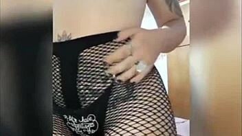 Playing with pierced big boobs on webcam