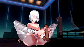 3D Hentai Girl with Huge Ass and Big Tits Gets Handjob