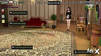 Touching sexy ass in hall contrasts with anime game