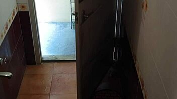 Lesbian friends in bathroom encounter