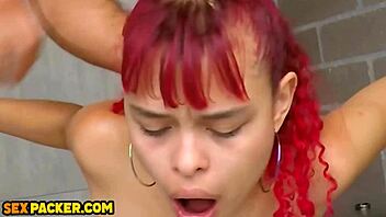 Petite redhead teen nerd takes massive dick deep in tight pussy with rough fucking and cum