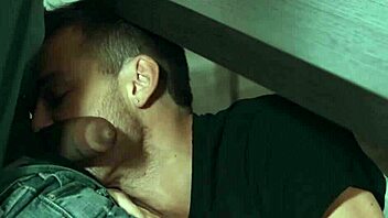 Hot black gay FUCKING with muscular bodybuilder in bareback action