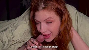 i woke up to my stepsis giving me a blowjob and begging for a fuck