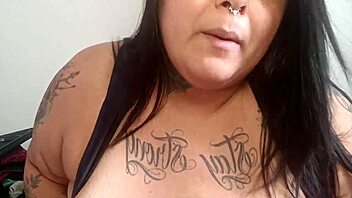 mary jhuana flashing pierced nipples and big tits in bedroom joi session