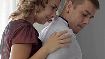 Cute teen chats while taking cumshot