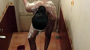 Lesbian friends in bathroom encounter