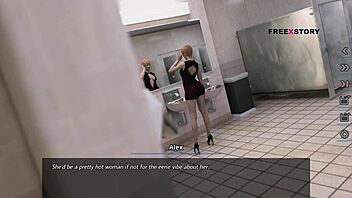 alex drills nora in all holes inside bathroom game scene